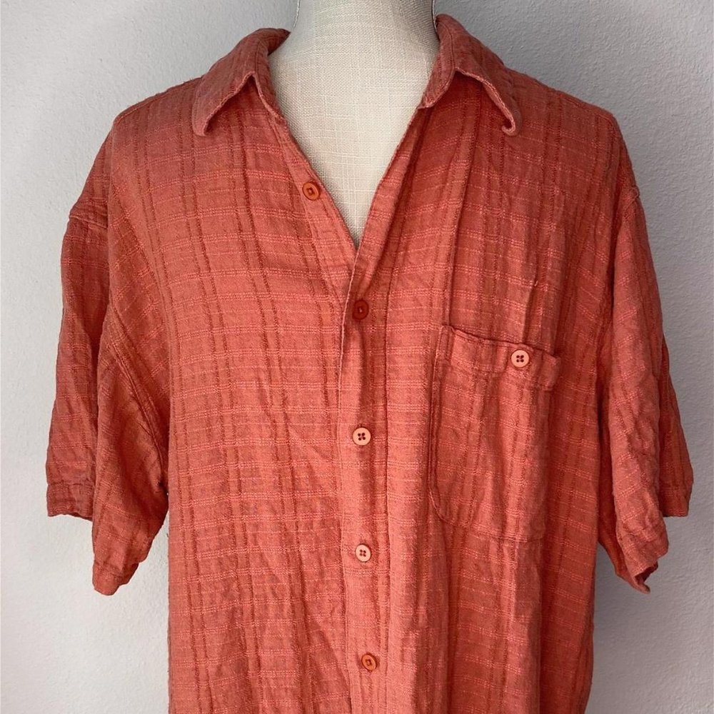 Beautiful Salmon men's Linen Shirt - Size XL